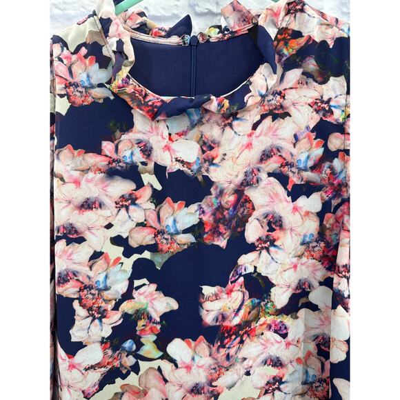 Cynthia Rowley Navy Floral Sleeveless Swing Dress 8 - Picture 2 of 4